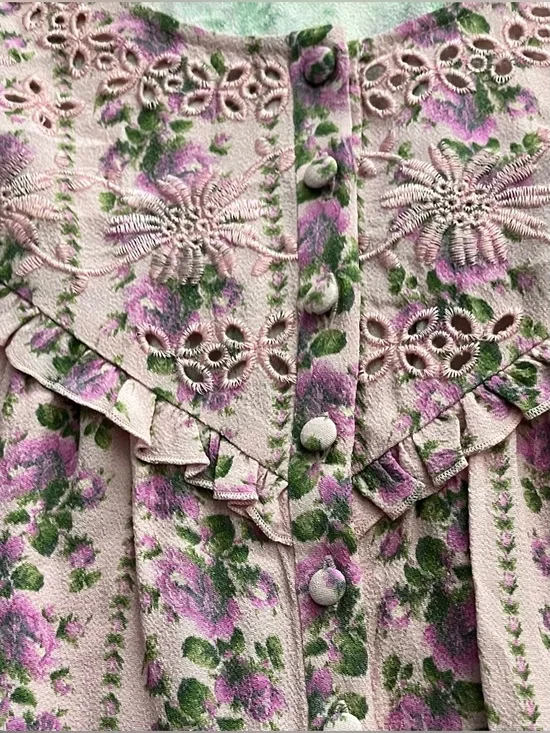 LoveShackFancy Sanderson Pink Floral Blouse - Picture 7 of 12